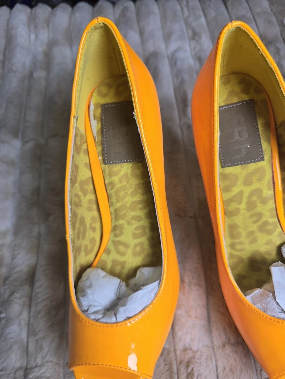 Patent Yellow Platform Peep-Toe Block Heels